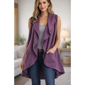 JANSKA Polartek Fleece Cape Plum Purple 1 Size Jacket Pockets MADE IN USA ONE SZ